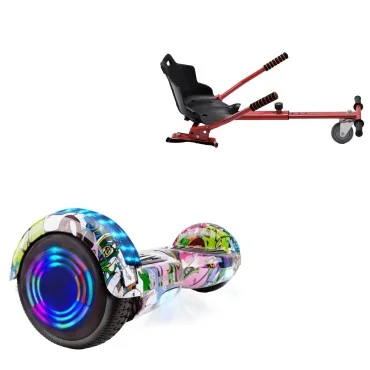 Paket Hoverboard Standard Go Kart 6.5 tums, Regular Multicolor Junior, Standard Räckvidd och Röd Hoverkart, Smart Balance