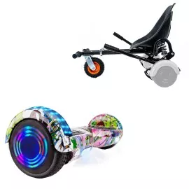 6.5 inch Hoverboard met Schokdempers Hoverkart, Regular Multicolor Junior, Standard Afstand en Zwarte Hoverkart met Schokdempers, Smart Balance