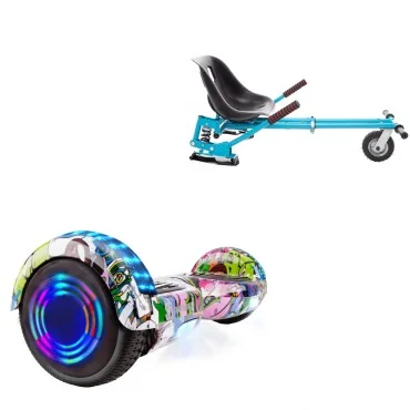 Hoverboard 6.5 Pouces et Hoverkart avec Amortisseurs, Regular Multicolor Junior, Standard Autonomie et Hoverkart Bleu avec Amortisseurs, Smart Balance