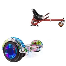 6.5 inch Hoverboard with Suspensions Hoverkart, Regular Multicolor Junior, Standard Range and Red Seat with Double Suspension Set, Smart Balance