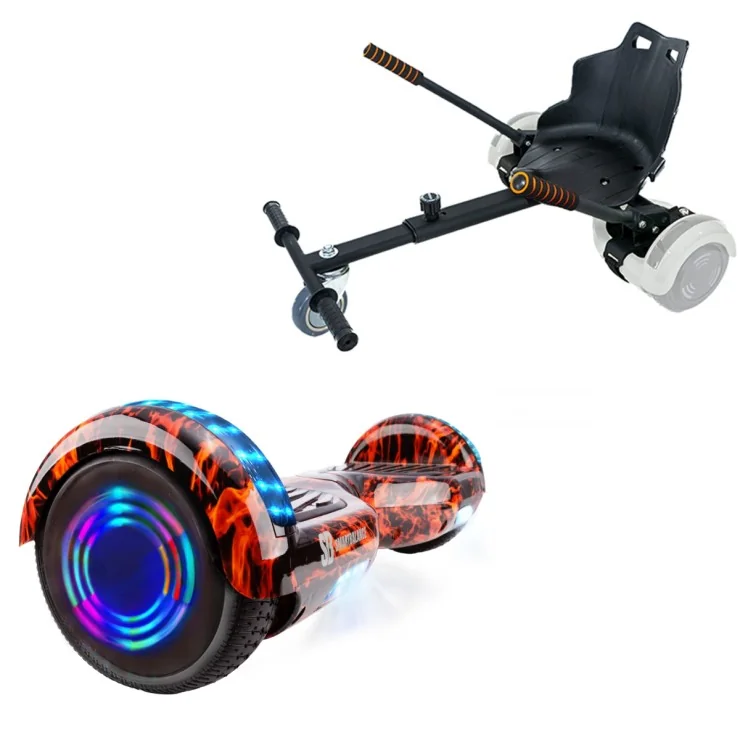 6.5 inch Hoverboard met Standaard Hoverkart, Regular Flame Junior, Standard Afstand en Zwarte Hoverkart, Smart Balance