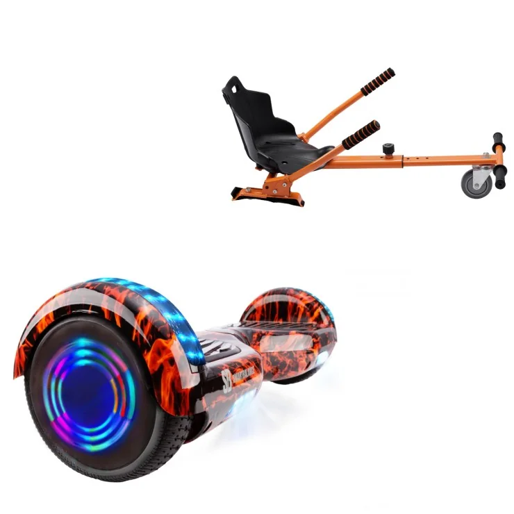 6.5 inch Hoverboard with Standard Hoverkart, Regular Flame Junior, Standard Range and Orange Ergonomic Seat, Smart Balance