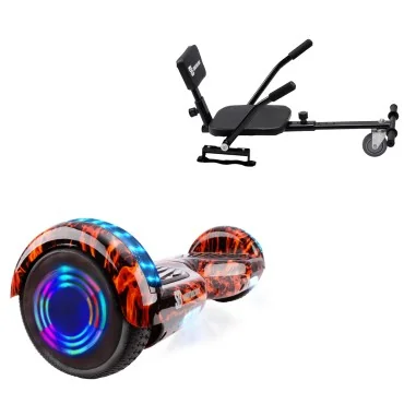 6.5 inch Hoverboard met Comfort Hoverkart, Regular Flame Junior, Standard Afstand en Zwarte Comfort Hoverkart, Smart Balance