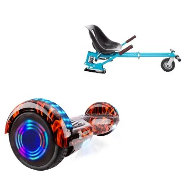 6.5 inch Hoverboard with Suspensions Hoverkart, Regular Flame Junior, Standard Range and Blue Seat with Double Suspension Set, Smart Balance