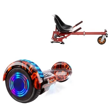 Paket Hoverboard Go Kart med Stötdämpare, 6.5 tums, Regular Flame Junior, Standard Räckvidd och Röd Hoverkart med Stötdämpare, Smart Balance