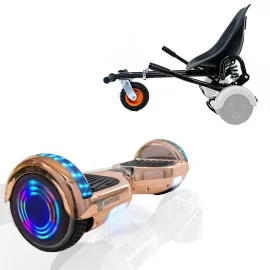 Pakke Hoverboard Go Kart med Støddæmpere, 6.5 tommer, Regular Iron Junior, Standard Rækkevidde, og Sort Hoverkart med Støddæmpere, Smart Balance Segboard