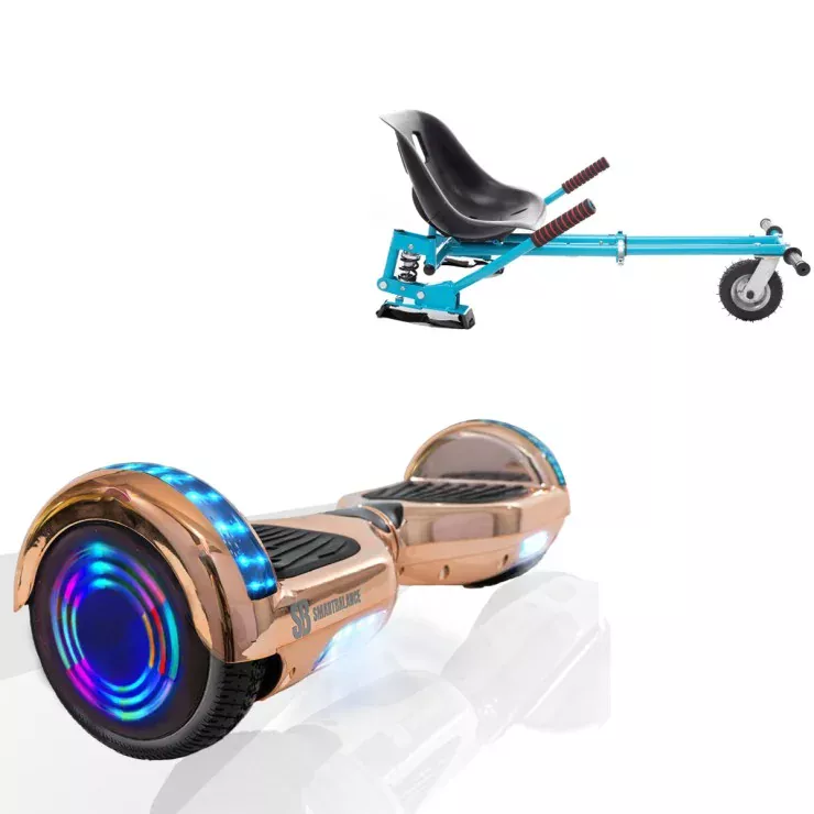 6.5 inch Hoverboard with Suspensions Hoverkart, Regular Iron Junior, Standard Range and Blue Seat with Double Suspension Set, Smart Balance