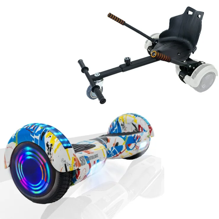 6.5 inch Hoverboard with Standard Hoverkart, Regular Splash Junior, Standard Range and Black Ergonomic Seat, Smart Balance