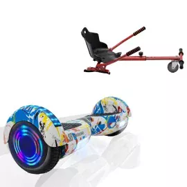 6.5 inch Hoverboard with Standard Hoverkart, Regular Splash Junior, Standard Range and Red Ergonomic Seat, Smart Balance