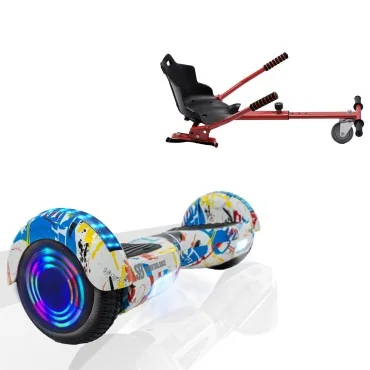 Paket Hoverboard Standard Go Kart 6.5 tums, Regular Splash Junior, Standard Räckvidd och Röd Hoverkart, Smart Balance