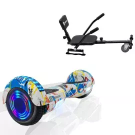 6.5 inch Hoverboard met Comfort Hoverkart, Regular Splash Junior, Standard Afstand en Zwarte Comfort Hoverkart, Smart Balance