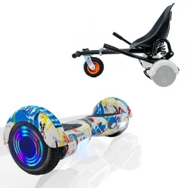 6.5 inch Hoverboard with Suspensions Hoverkart, Regular Splash Junior, Standard Range and Black Seat with Double Suspension Set, Smart Balance