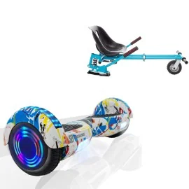 Hoverboard 6.5 Pouces et Hoverkart avec Amortisseurs, Regular Splash Junior, Standard Autonomie et Hoverkart Bleu avec Amortisseurs, Smart Balance