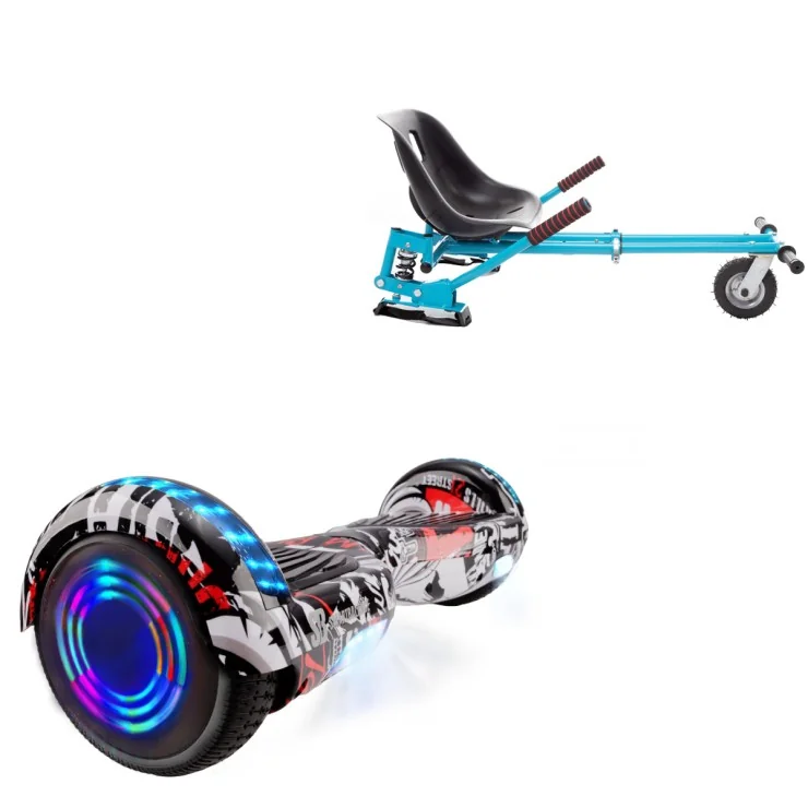 6.5 inch Hoverboard with Suspensions Hoverkart, Regular Last Dead Junior, Standard Range and Blue Seat with Double Suspension Set, Smart Balance