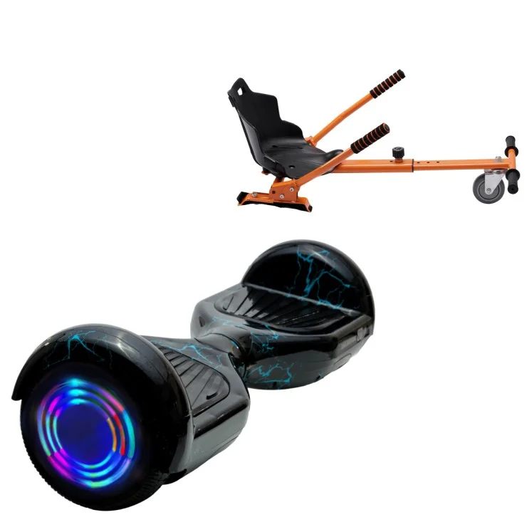 Hoverboard 6.5 Pouces et Standard Hoverkart Kit, Regular Thunderstorm Blue Junior, Standard Autonomie et Hoverkart Orange Standard, Smart Balance