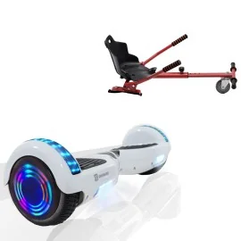 6.5 inch Hoverboard met Standaard Hoverkart, Regular White Pearl Junior, Standard Afstand en Rood Hoverkart, Smart Balance