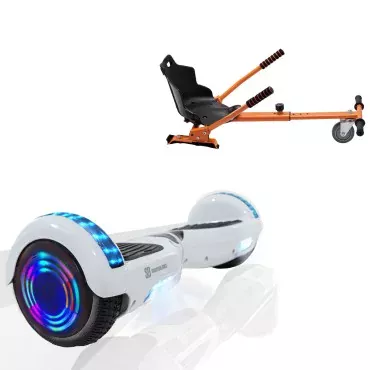 Hoverboard 6.5 Pouces et Standard Hoverkart Kit, Regular White Pearl Junior, Standard Autonomie et Hoverkart Orange Standard, Smart Balance