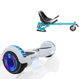 Hoverboard 6.5 Pouces et Hoverkart avec Amortisseurs, Regular White Pearl Junior, Standard Autonomie et Hoverkart Bleu avec Amortisseurs, Smart Balance