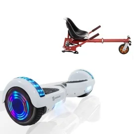 6.5 inch Hoverboard met Schokdempers Hoverkart, Regular White Pearl Junior, Standard Afstand en Rood Hoverkart met Schokdempers, Smart Balance