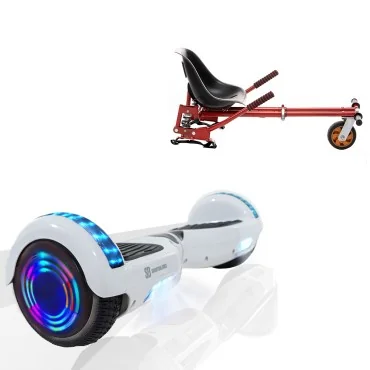 Pakke Hoverboard Go Kart med Støddæmpere, 6.5 tommer, Regular White Pearl Junior, Standard Rækkevidde, og Rod Hoverkart med Støddæmpere, Smart Balance Segboard