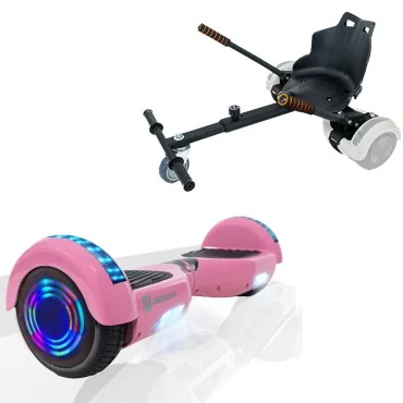 6.5 inch Hoverboard with Standard Hoverkart, Regular Pink Junior, Standard Range and Black Ergonomic Seat, Smart Balance