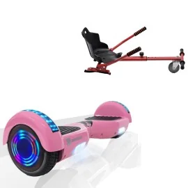 6.5 inch Hoverboard with Standard Hoverkart, Regular Pink Junior, Standard Range and Red Ergonomic Seat, Smart Balance