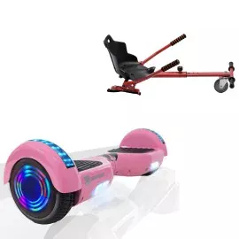 6.5 inch Hoverboard with Standard Hoverkart, Regular Pink Junior, Standard Range and Red Ergonomic Seat, Smart Balance