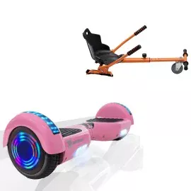 6.5 inch Hoverboard with Standard Hoverkart, Regular Pink Junior, Standard Range and Orange Ergonomic Seat, Smart Balance