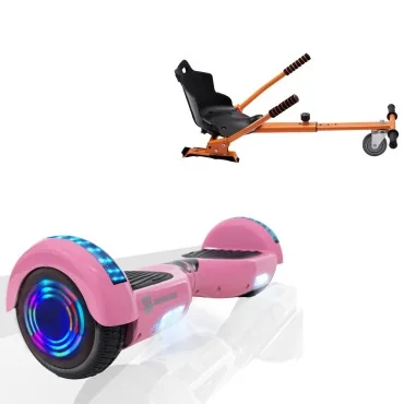 6.5 Zoll Hoverboard mit Standard Sitz, Regular Pink Junior, Standard Reichweite und Orange Hoverboard Sitz, Smart Balance