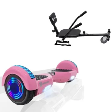 6.5 inch Hoverboard with Comfort Hoverkart, Regular Pink Junior, Standard Range and Black Comfort Seat, Smart Balance