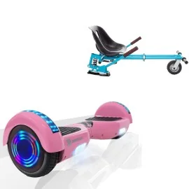 6.5 inch Hoverboard with Suspensions Hoverkart, Regular Pink Junior, Standard Range and Blue Seat with Double Suspension Set, Smart Balance