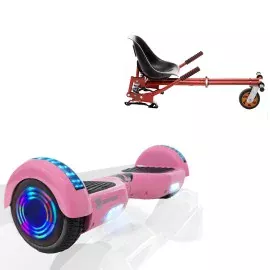 Pakke Hoverboard Go Kart med Støddæmpere, 6.5 tommer, Regular Pink Junior, Standard Rækkevidde, og Rød Hoverkart med Støddæmpere, Smart Balance Segboard