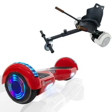 6.5 inch Hoverboard with Standard Hoverkart, Regular Red Junior, Standard Range and Black Ergonomic Seat, Smart Balance