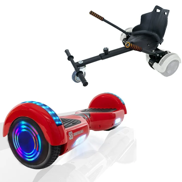 6.5 inch Hoverboard met Standaard Hoverkart, Regular Red Junior, Standard Afstand en Zwarte Hoverkart, Smart Balance