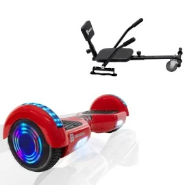 6.5 inch Hoverboard met Comfort Hoverkart, Regular Red Junior, Standard Afstand en Zwarte Comfort Hoverkart, Smart Balance