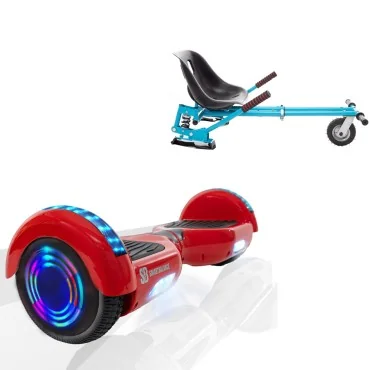 6.5 inch Hoverboard with Suspensions Hoverkart, Regular Red Junior, Standard Range and Blue Seat with Double Suspension Set, Smart Balance