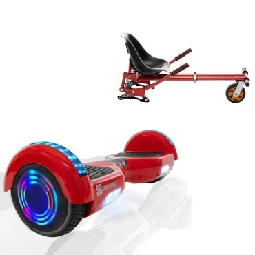 6.5 inch Hoverboard with Suspensions Hoverkart, Regular Red Junior, Standard Range and Red Seat with Double Suspension Set, Smart Balance