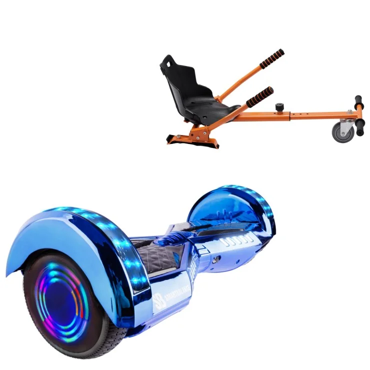 6.5 inch Hoverboard with Standard Hoverkart, Transformers ElectroBlue Junior, Standard Range and Orange Ergonomic Seat, Smart Balance