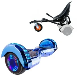 6.5 inch Hoverboard with Suspensions Hoverkart, Transformers ElectroBlue Junior, Standard Range and Black Seat with Double Suspension Set, Smart Balance