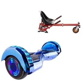 6.5 inch Hoverboard with Suspensions Hoverkart, Transformers ElectroBlue Junior, Standard Range and Red Seat with Double Suspension Set, Smart Balance