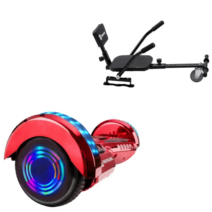 6.5 inch Hoverboard with Comfort Hoverkart, Transformers ElectroRed Junior, Standard Range and Black Comfort Seat, Smart Balance