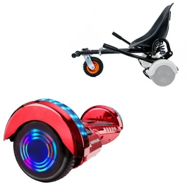 6.5 inch Hoverboard with Suspensions Hoverkart, Transformers ElectroRed Junior, Standard Range and Black Seat with Double Suspension Set, Smart Balance