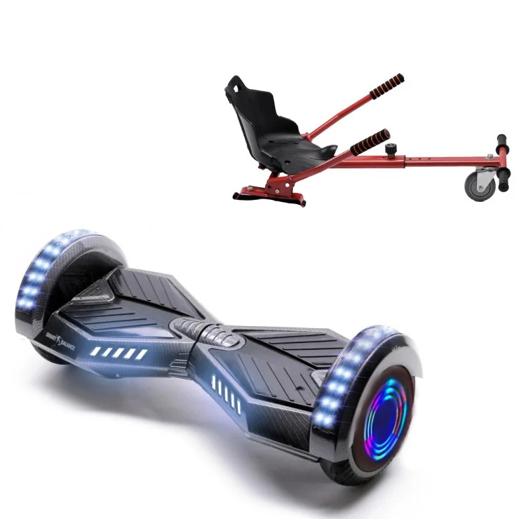 Paket Hoverboard Standard Go Kart 6.5 tums, Transformers Carbon Junior, Standard Räckvidd och Röd Hoverkart, Smart Balance