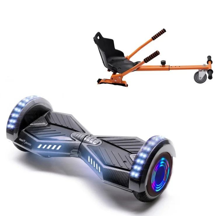 6.5 inch Hoverboard with Standard Hoverkart, Transformers Carbon Junior, Standard Range and Orange Ergonomic Seat, Smart Balance