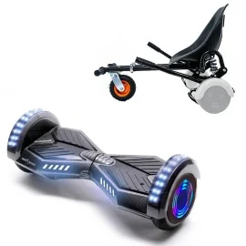 6.5 inch Hoverboard with Suspensions Hoverkart, Transformers Carbon Junior, Standard Range and Black Seat with Double Suspension Set, Smart Balance