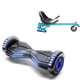 Paket Hoverboard Go Kart med Stötdämpare, 6.5 tums, Transformers Carbon Junior, Standard Räckvidd och Blå Hoverkart med Stötdämpare, Smart Balance