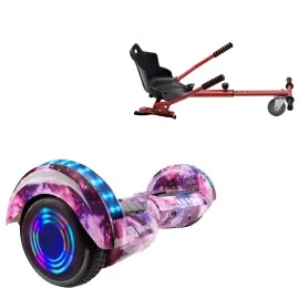 6.5 inch Hoverboard met Standaard Hoverkart, Transformers Galaxy Pink Junior, Standard Afstand en Rood Hoverkart, Smart Balance