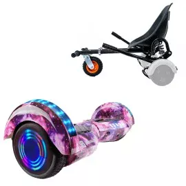 6.5 inch Hoverboard with Suspensions Hoverkart, Transformers Galaxy Pink Junior, Standard Range and Black Seat with Double Suspension Set, Smart Balance