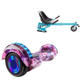 Paket Hoverboard Go Kart med Stötdämpare, 6.5 tums, Transformers Galaxy Pink Junior, Standard Räckvidd och Blå Hoverkart med Stötdämpare, Smart Balance