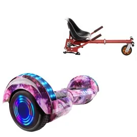 Paket Hoverboard Go Kart med Stötdämpare, 6.5 tums, Transformers Galaxy Pink Junior, Standard Räckvidd och Röd Hoverkart med Stötdämpare, Smart Balance